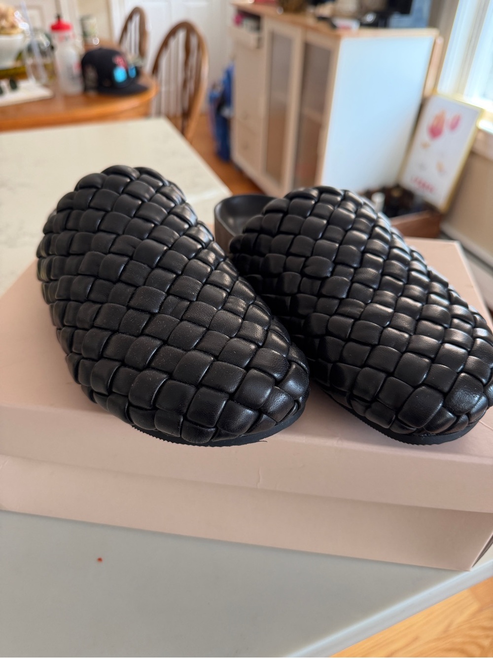 Loeffler Randall Black Woven Leather Mules